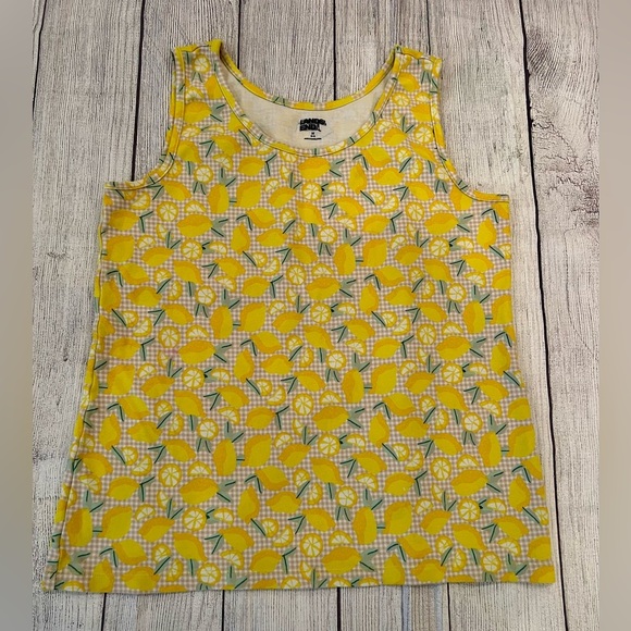 LANDS END Lemon Print Yellow Tank Top/size M - Picture 1 of 7